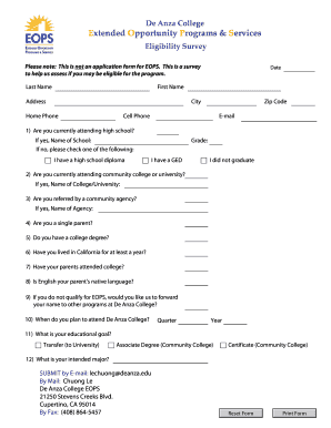 De Anza College EOPS Eligibility Survey