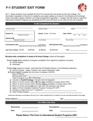 F-1 Student Exit Form