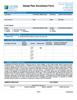 Dental Plan Enrollment Form