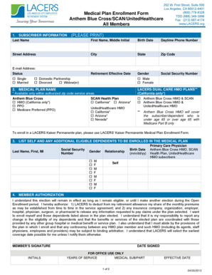 LACERS Medical Plan Enrollment Form