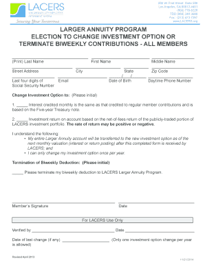 LACERS Larger Annuity Program Election Form