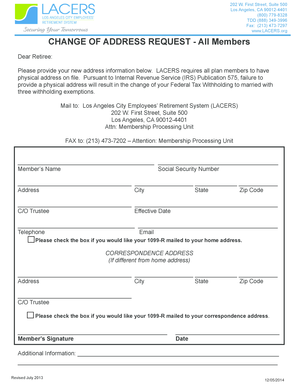 LACERS Change of Address Request Form