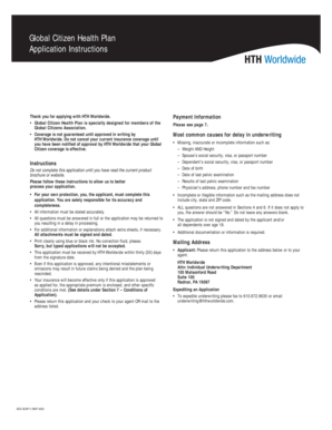 Global Citizen Health Plan Application