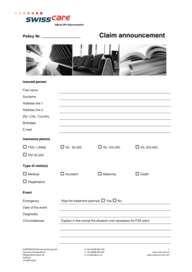 ERV Travel Insurance Claim Form