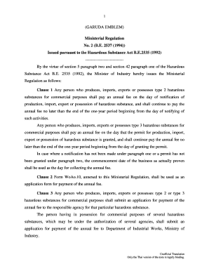 Thailand Hazardous Substance Annual Fee Application