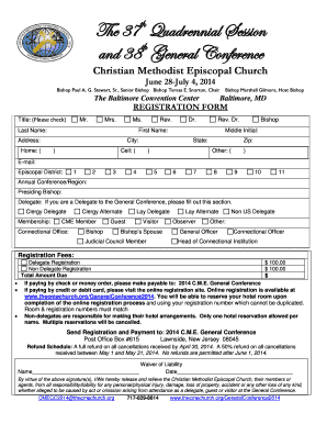 Christian Methodist Episcopal Church Registration Form