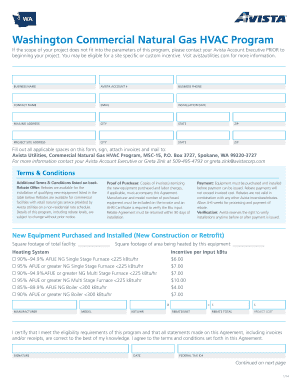 Washington Commercial Natural Gas HVAC Program Application