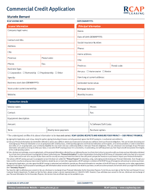 Commercial Credit Application