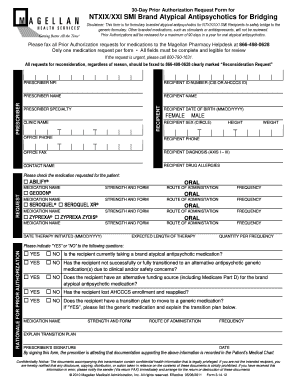 30-Day Prior Authorization Request Form for Atypical Antipsychotics