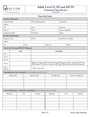 Adult Level II, III and HCTC Continued Stay Review