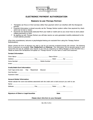 Electronic Payment Authorization Form