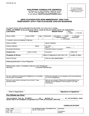 Philippine Non-Immigrant Visa Application