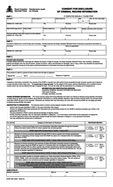 Royal Canadian Mounted Police Consent for Disclosure of Criminal Record Information
