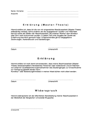 Erklärung zur Master-Thesis