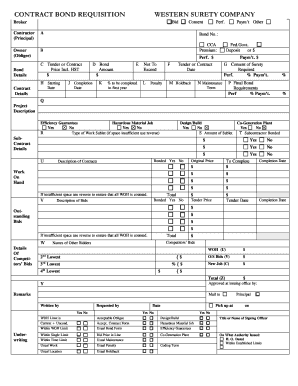 Contract Bond Requisition Form