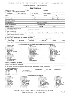 Commercial Trucking Application Form