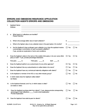 Errors and Omissions Insurance Application
