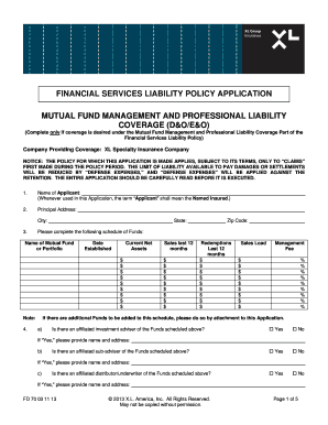 Financial Services Liability Policy Application