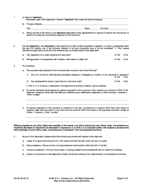 Application for Cornerstone A-Side Management Liability Insurance Policy