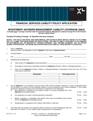 Financial Services Liability Policy Application