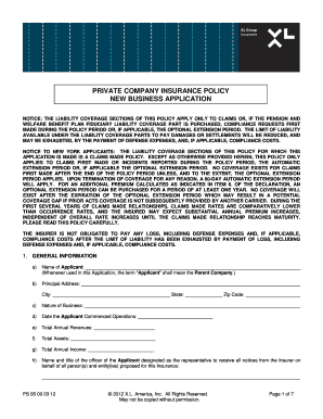 Private Company Insurance Policy Application