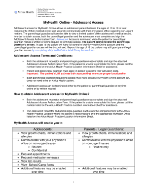 Adolescent Access Authorization Form