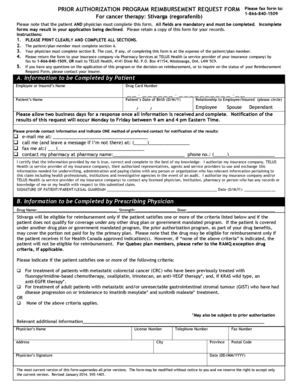 Prior Authorization Reimbursement Request Form