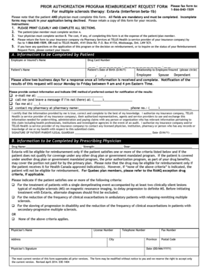 Prior Authorization Reimbursement Request Form