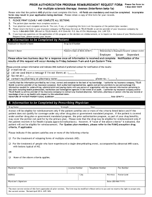 Prior Authorization Reimbursement Request Form