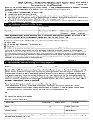 Prior Authorization Reimbursement Request Form