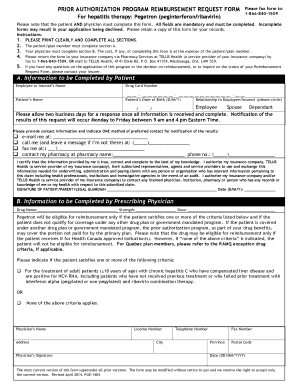 Prior Authorization Program Reimbursement Request Form