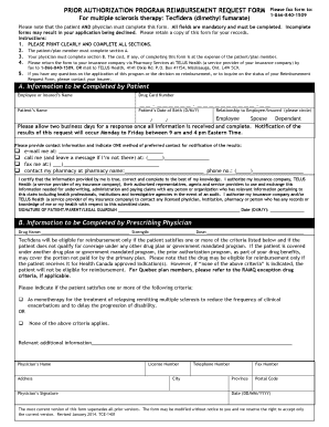 Prior Authorization Reimbursement Request Form