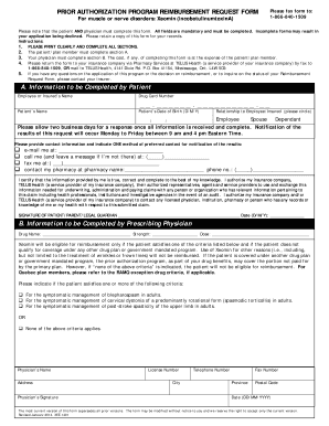 Prior Authorization Reimbursement Request Form