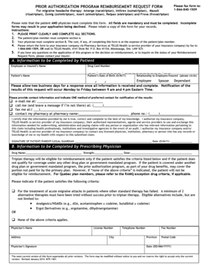 Prior Authorization Reimbursement Request Form