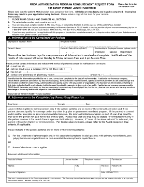 Prior Authorization Reimbursement Request Form