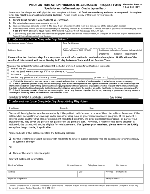 Otezla Prior Authorization Reimbursement Request Form