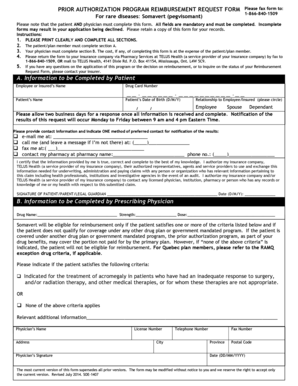 Prior Authorization Reimbursement Request Form