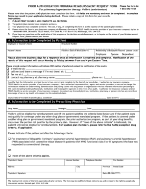 Pulmonary Hypertension Reimbursement Request Form
