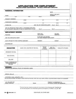 Application for Employment