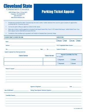 Parking Ticket Appeal Form