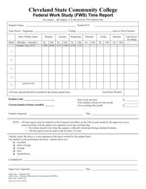 Federal Work Study Time Report