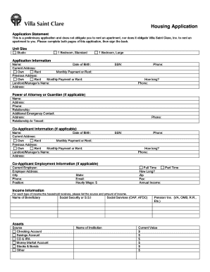Housing Application Form