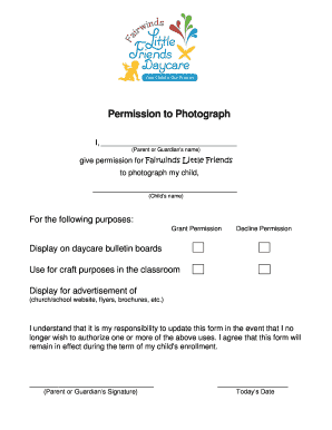 Permission to Photograph Form