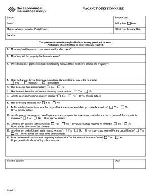 Vacancy Questionnaire