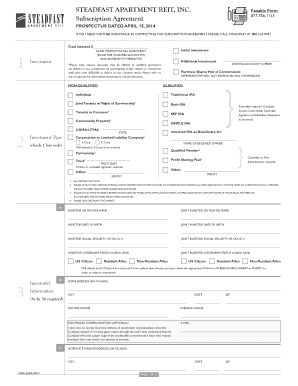 Steadfast Apartment REIT Subscription Agreement