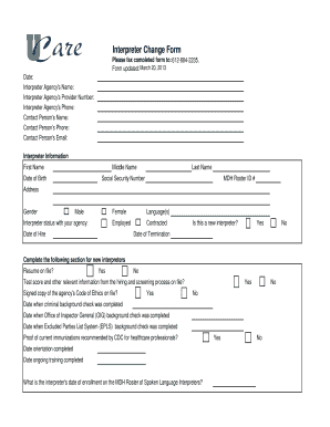 Interpreter Change Form
