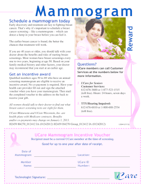 UCare Mammogram Incentive Voucher
