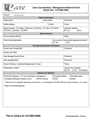UCare Case Coordination Referral Form
