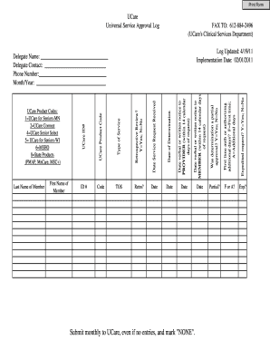 UCare Service Approval Log