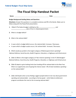 The fiscal ship handout packet answers